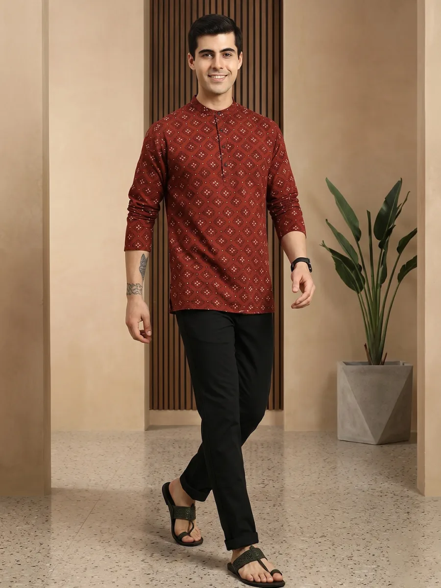 Men Ethnic Motifs Printed Short Kurta
