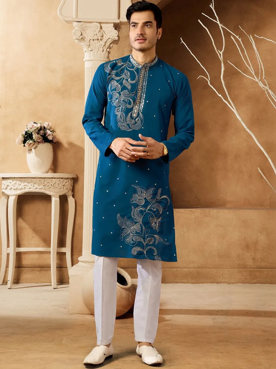 Embroidered Calf Length Kurtas