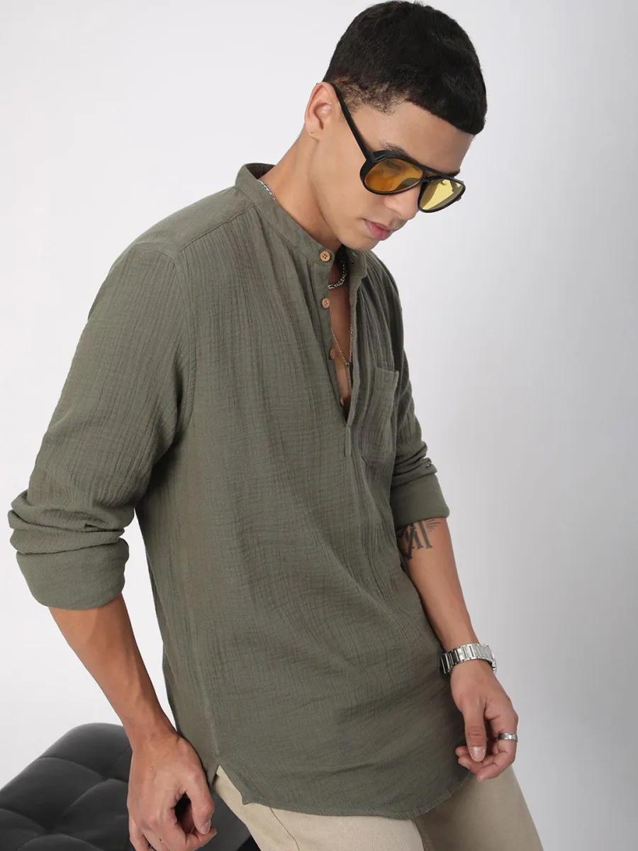 Crinkled Pure Cotton Kurta