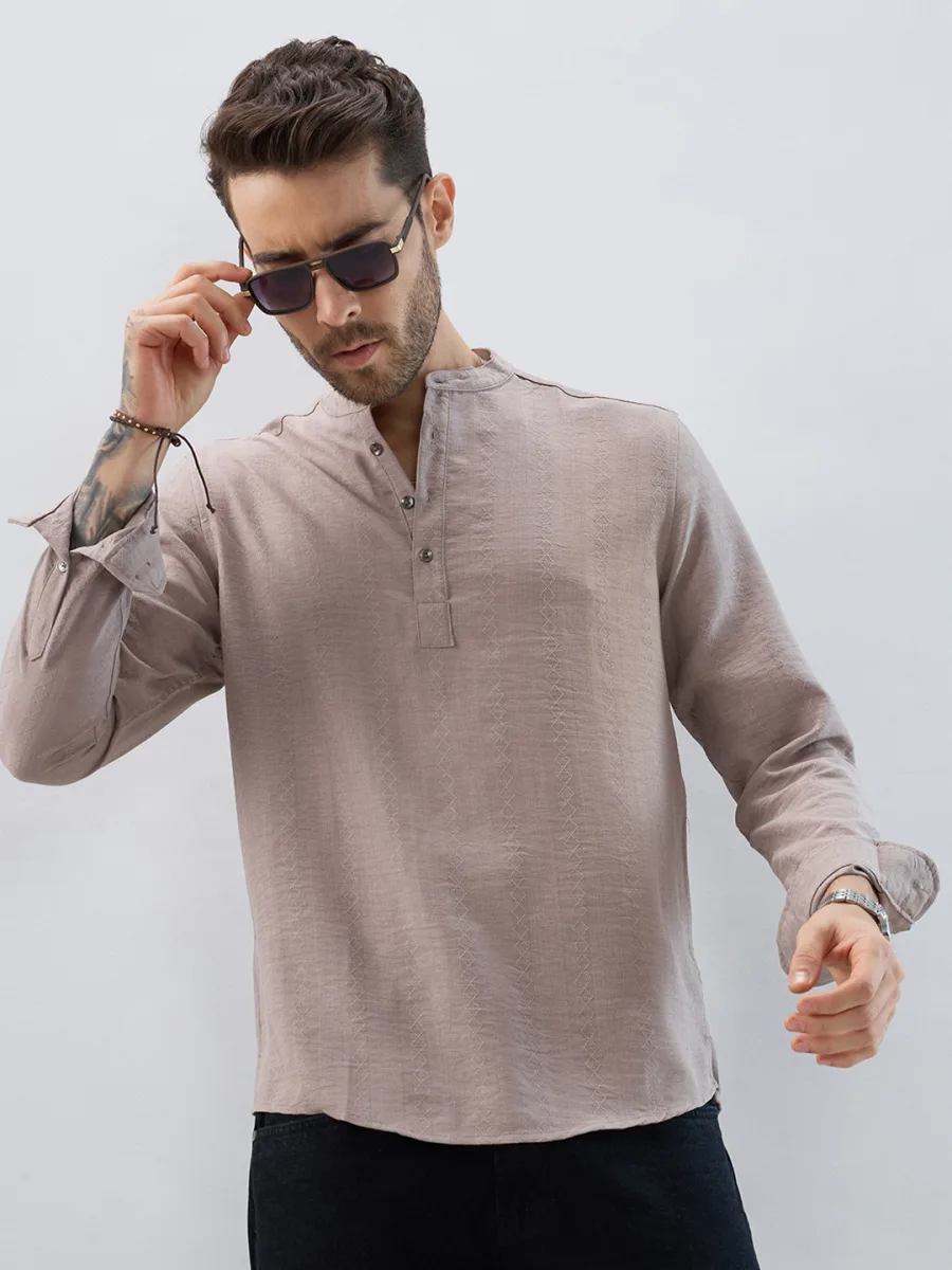 Dobby Striped Straight Kurta