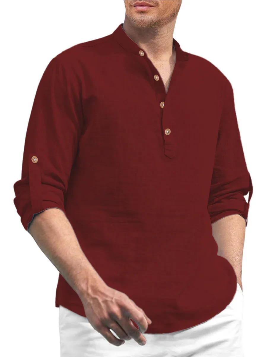 Men Solid Roll Up Sleeve Kurta