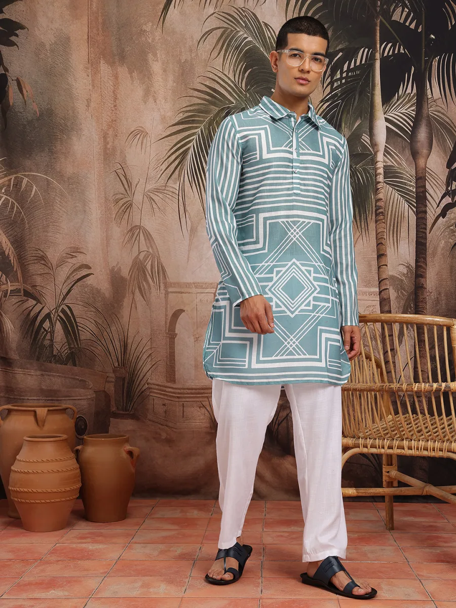 Men Printed Pure Cotton Kurta