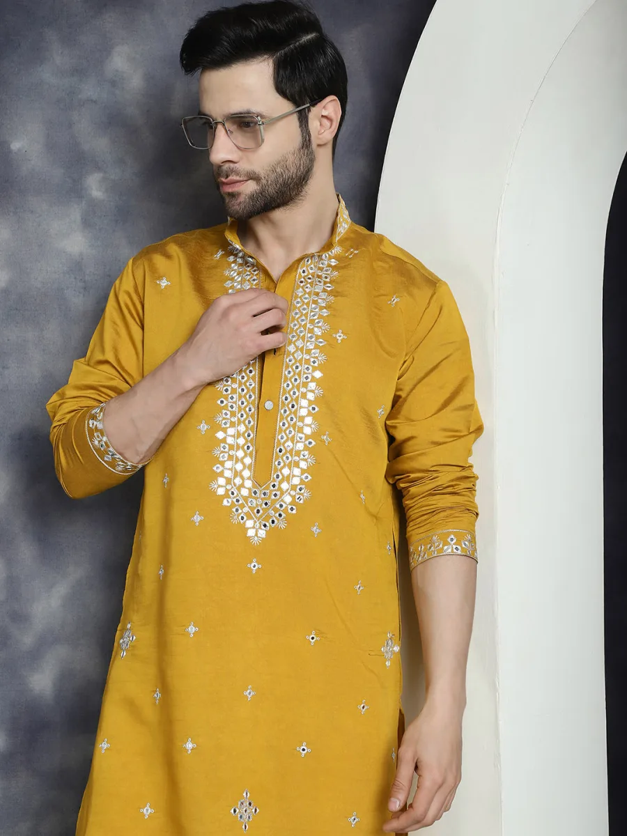 Embroidered Cotton Silk Kurta
