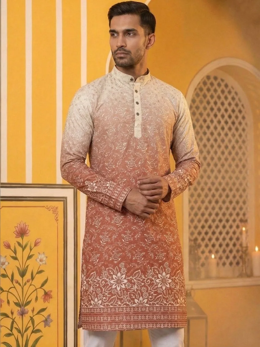 Red Floral Crochet Kurta