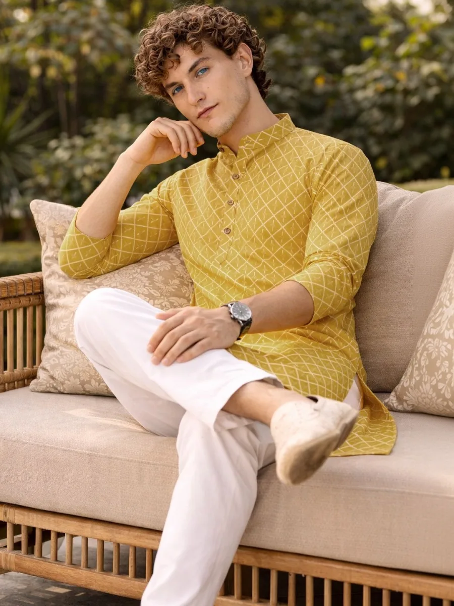 Men Geometric Printed Kurta