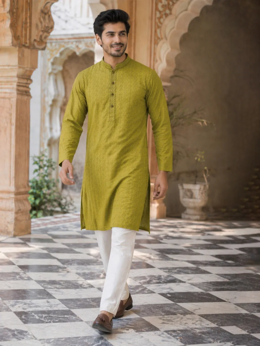 Woven Design Straight Kurta