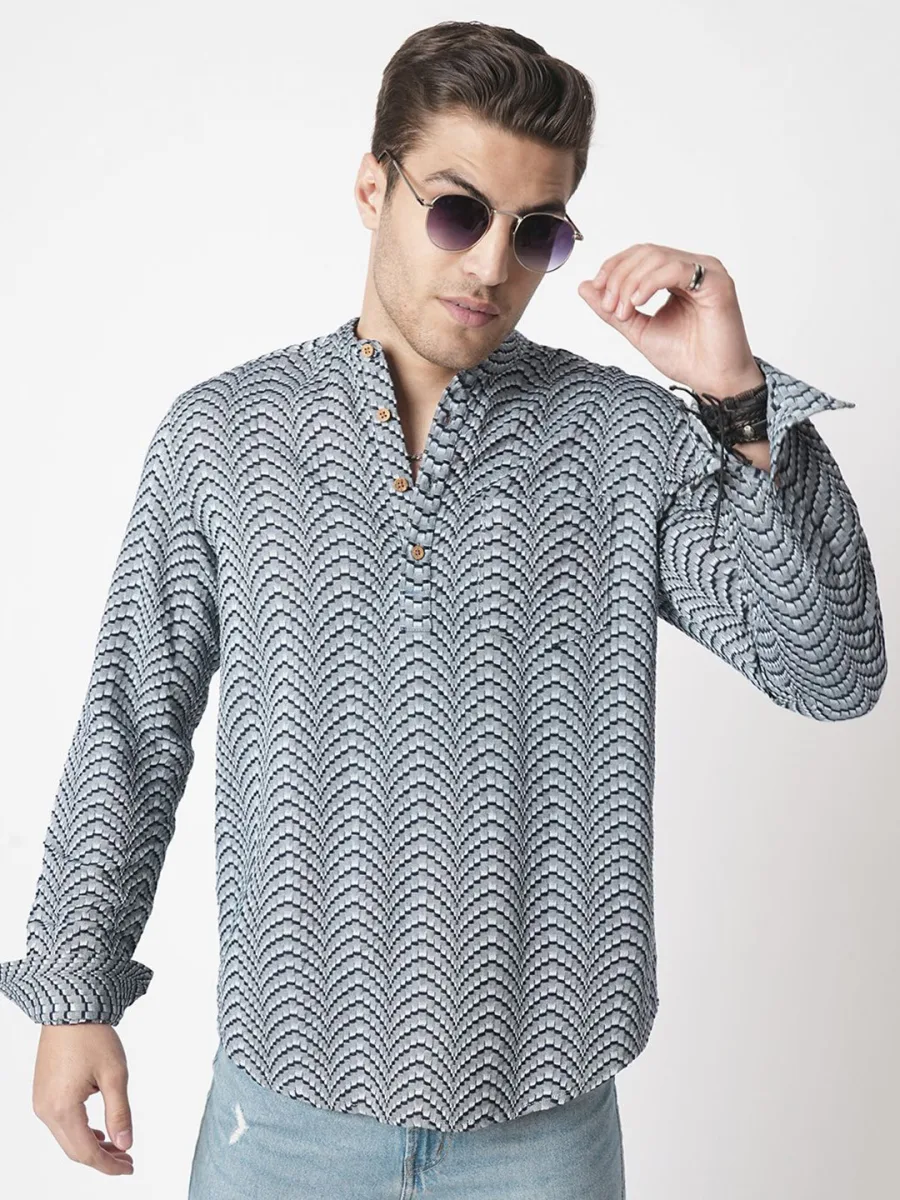 Jacquard A-Line Short Kurta