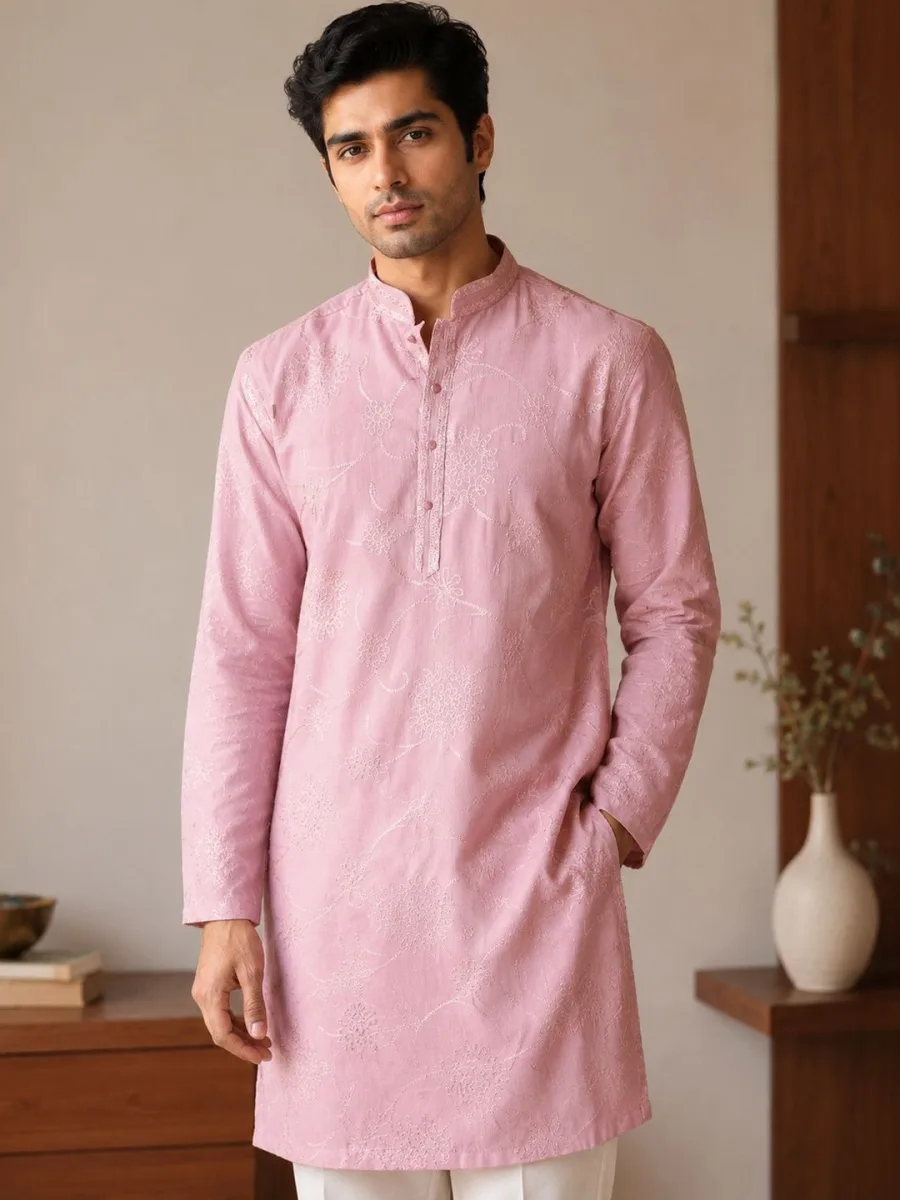 Embroidered Cotton Kurta