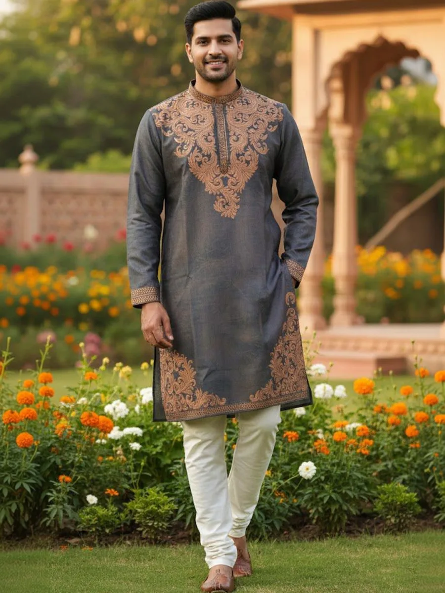 Matte Embroidered Kurta
