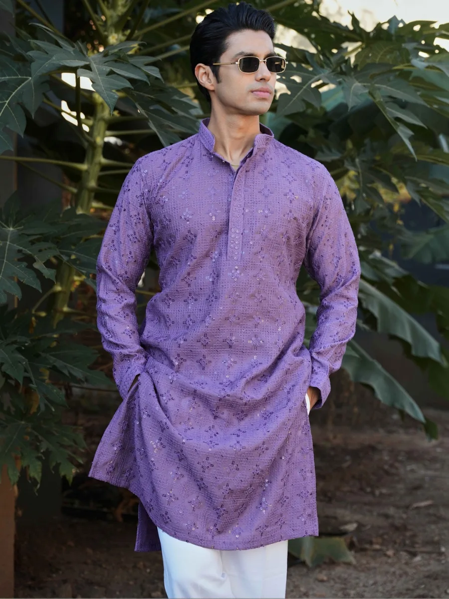 Geometric Embroidered Kurta