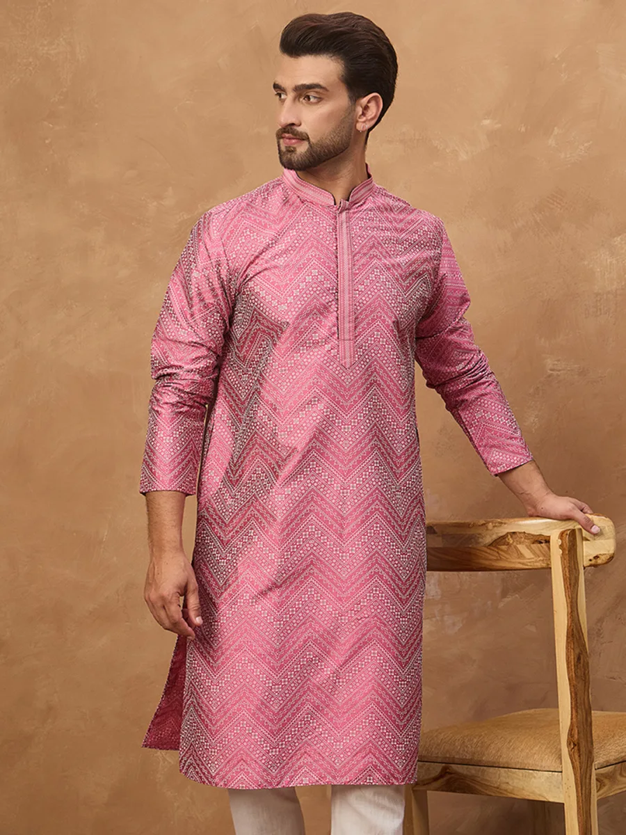 Printed Mandarin Collar Kurtas