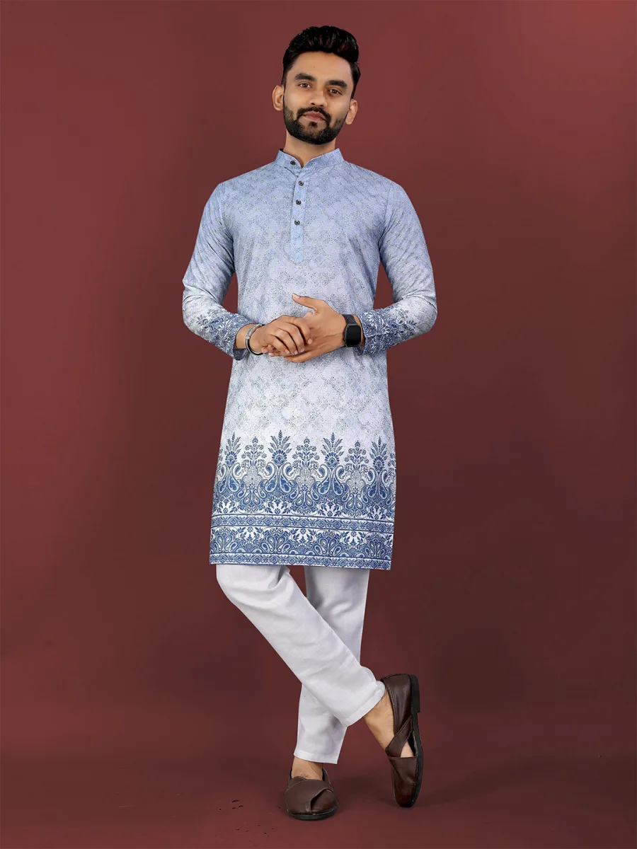 Woven Design Band Collar Kurta
