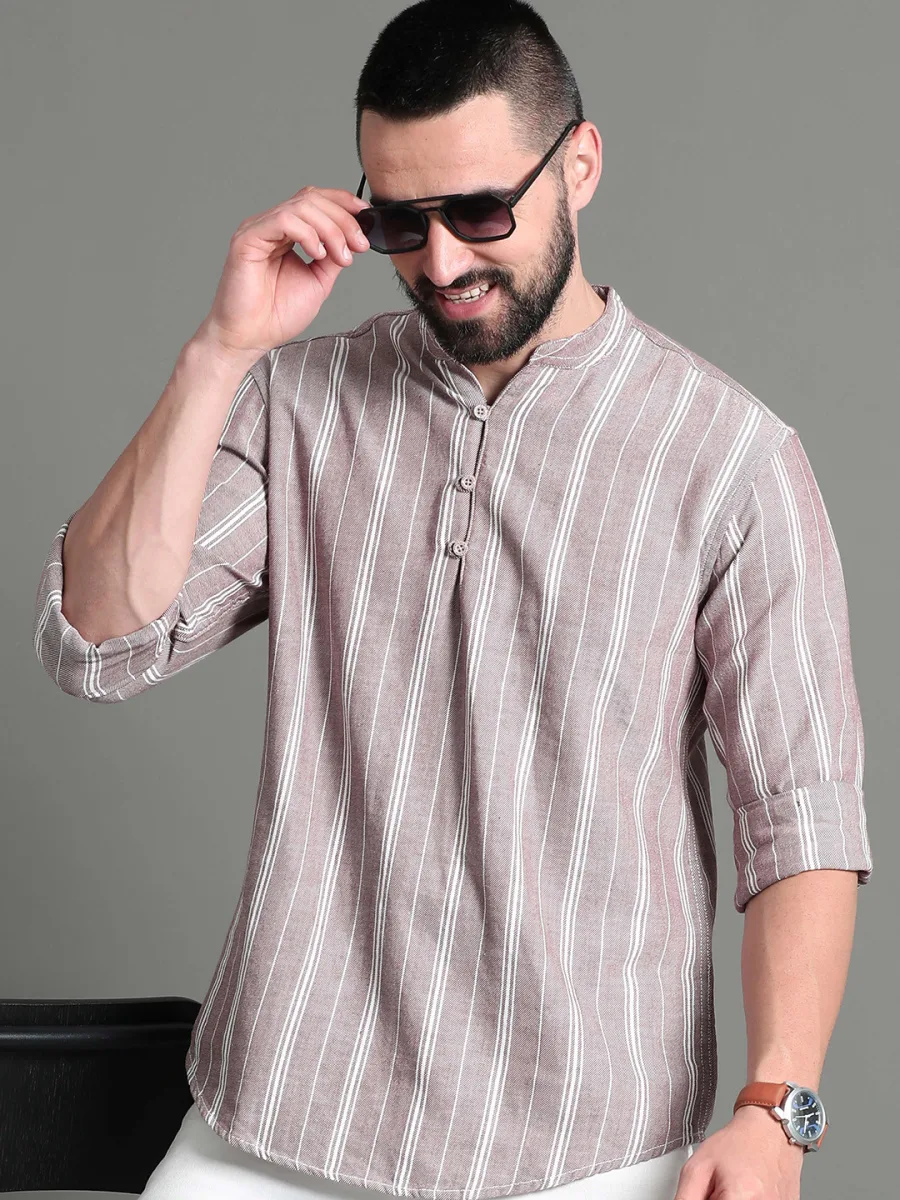 Striped Cotton A-Line Short Kurta