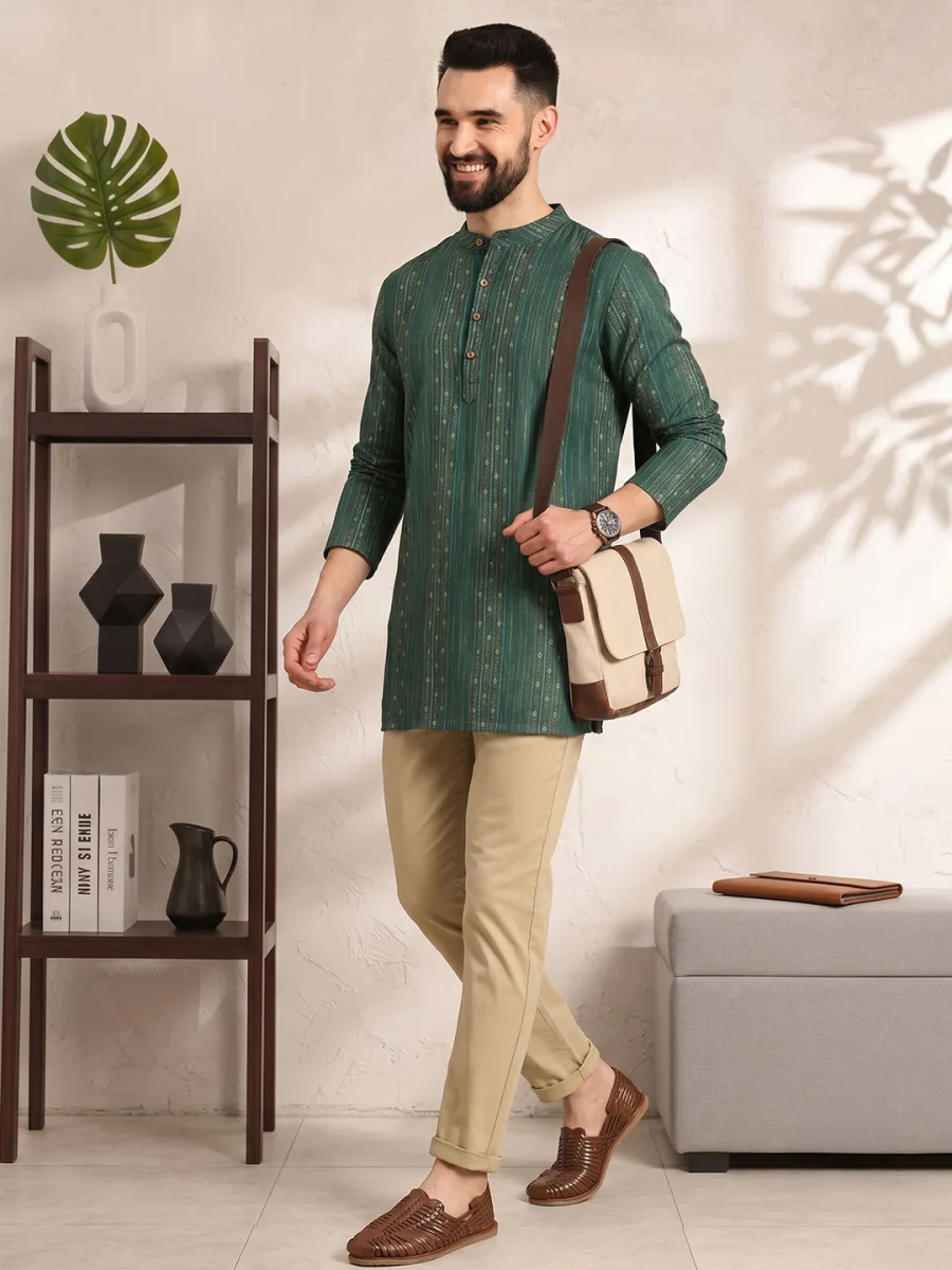 Men Striped Short Kurta