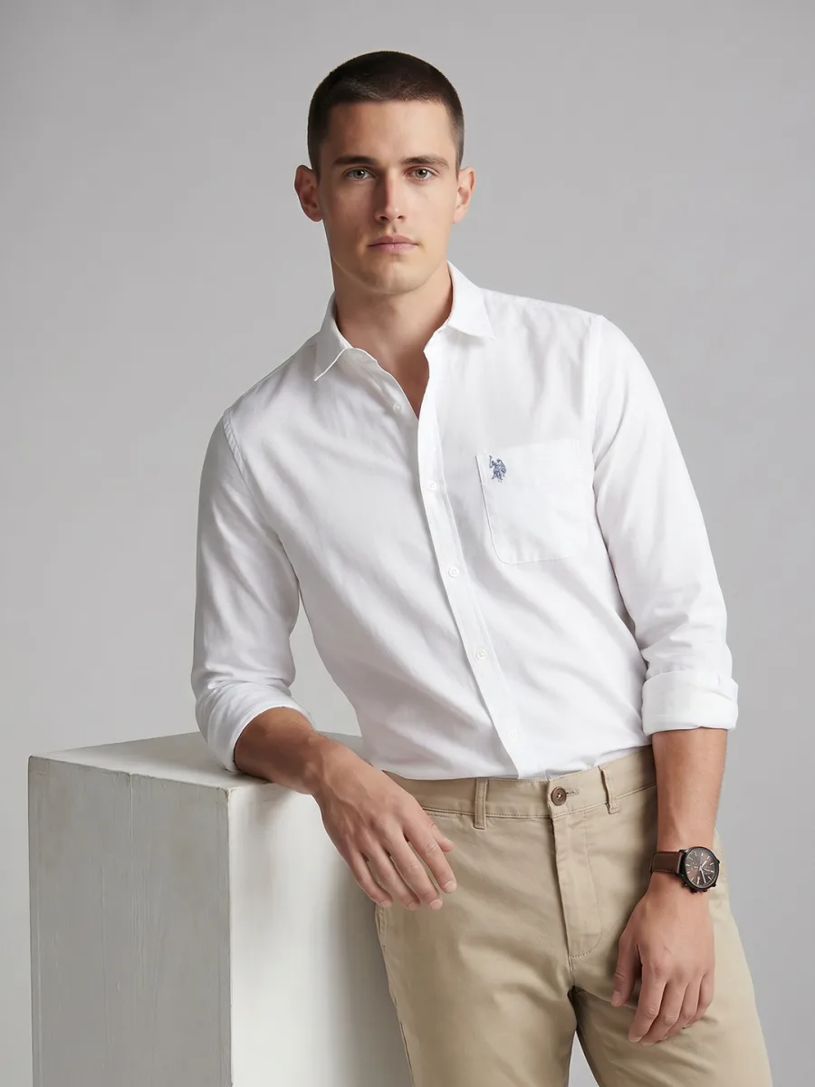 Spread Collar Casual Shirt