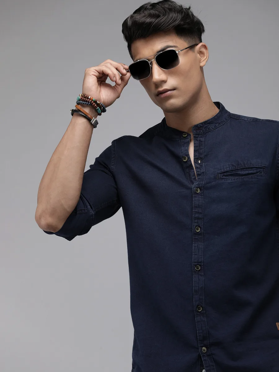 Solid  Cotton Denim Shirt