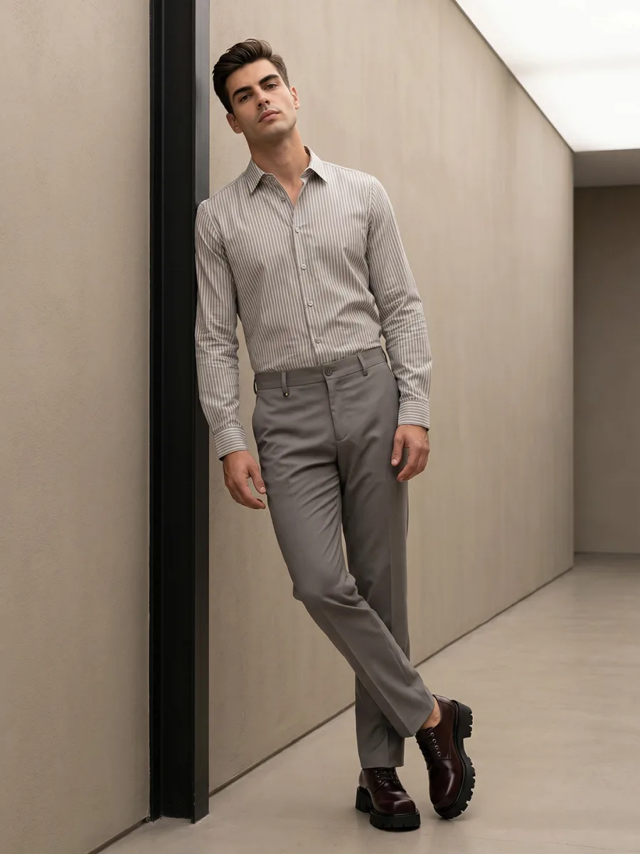 Men Woven Formal Trousers
