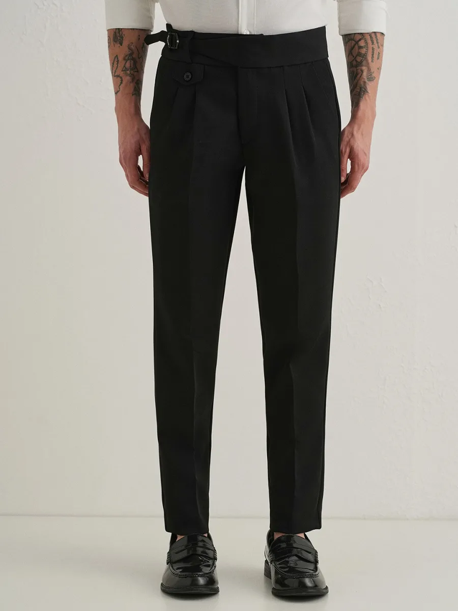 Men Slim Fit Pleated Trousers
