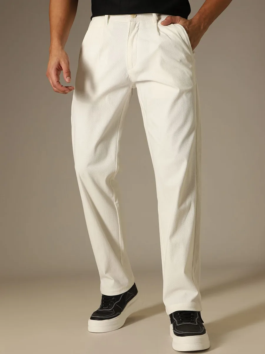 Men Textured Corduroy Trousers