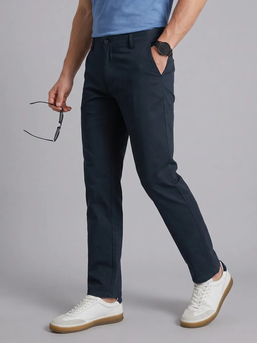 Men Slim Pure Cotton Trousers