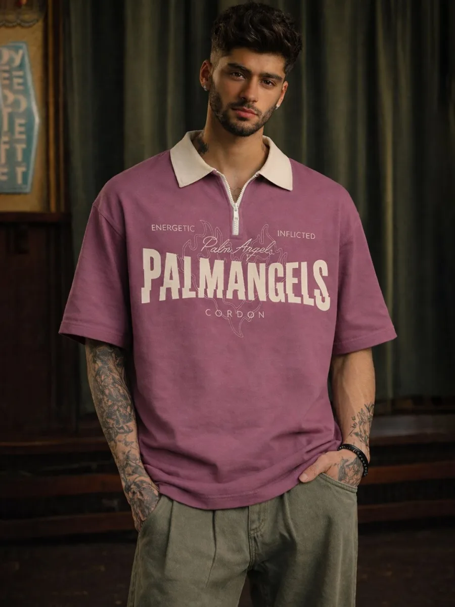 Men Printed High Neck T-shirt