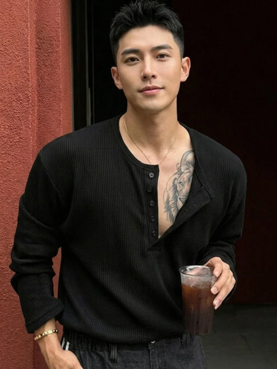 Men Henley Neck T-shirt