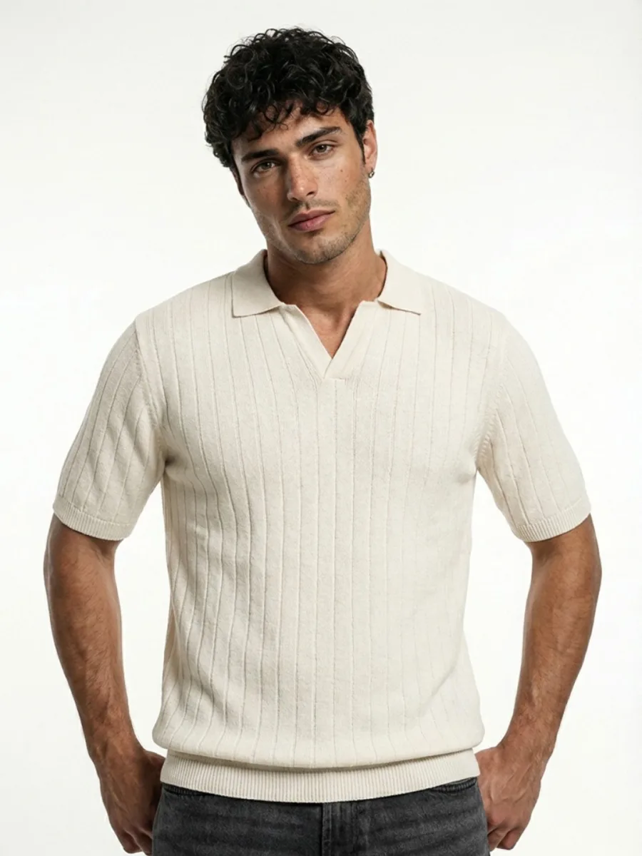 Self Striped Polo T-shirt