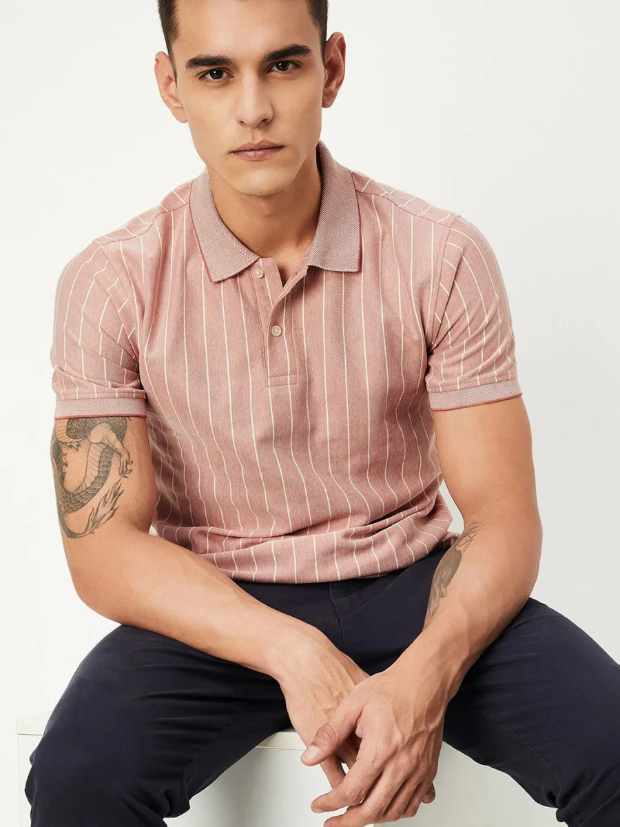 Men Polo Collar Pockets T-shirt