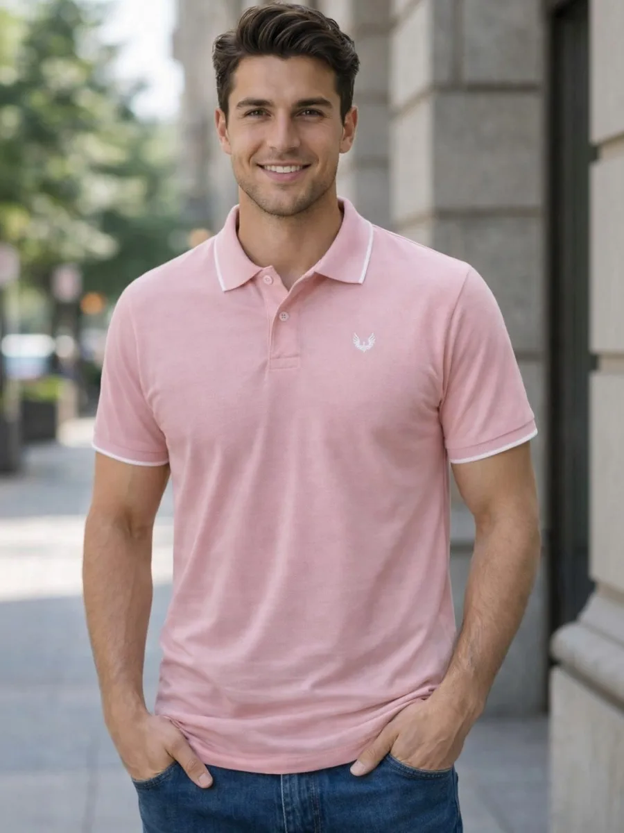 Men Brand Logo Polo Collar T-shirt