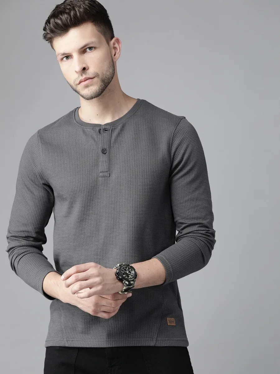 Men Self-Design Henley T-shirt