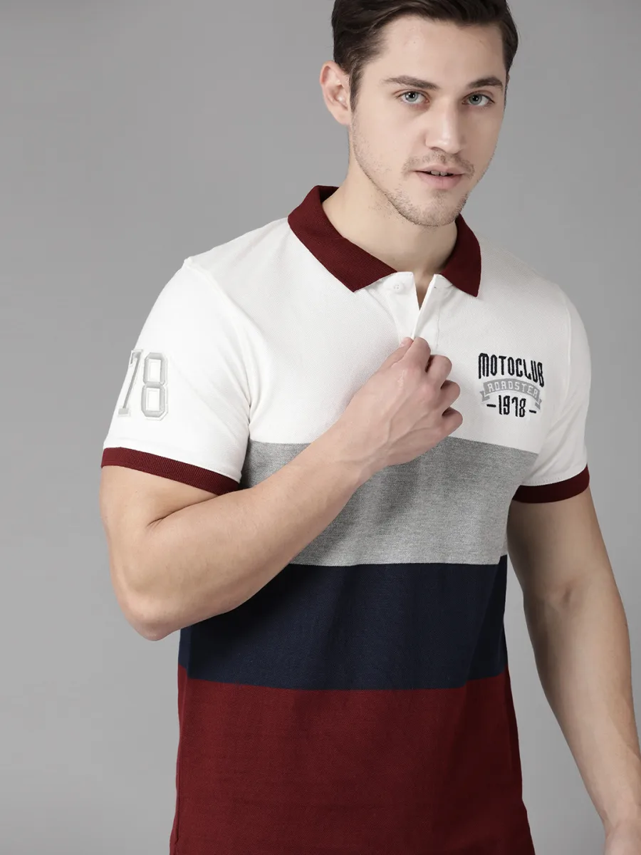 Colourblocked Polo Collar T-shirt