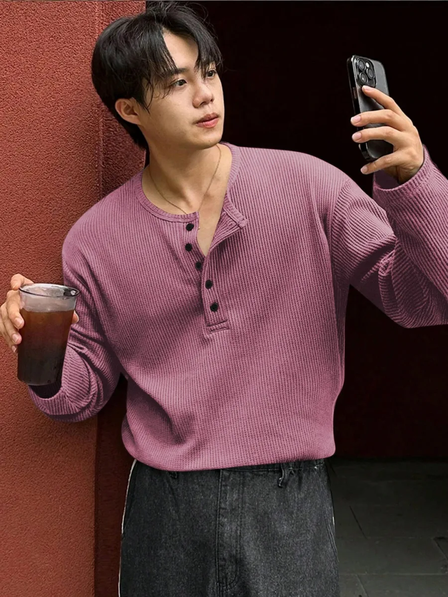 Men Henley Neck T-shirt