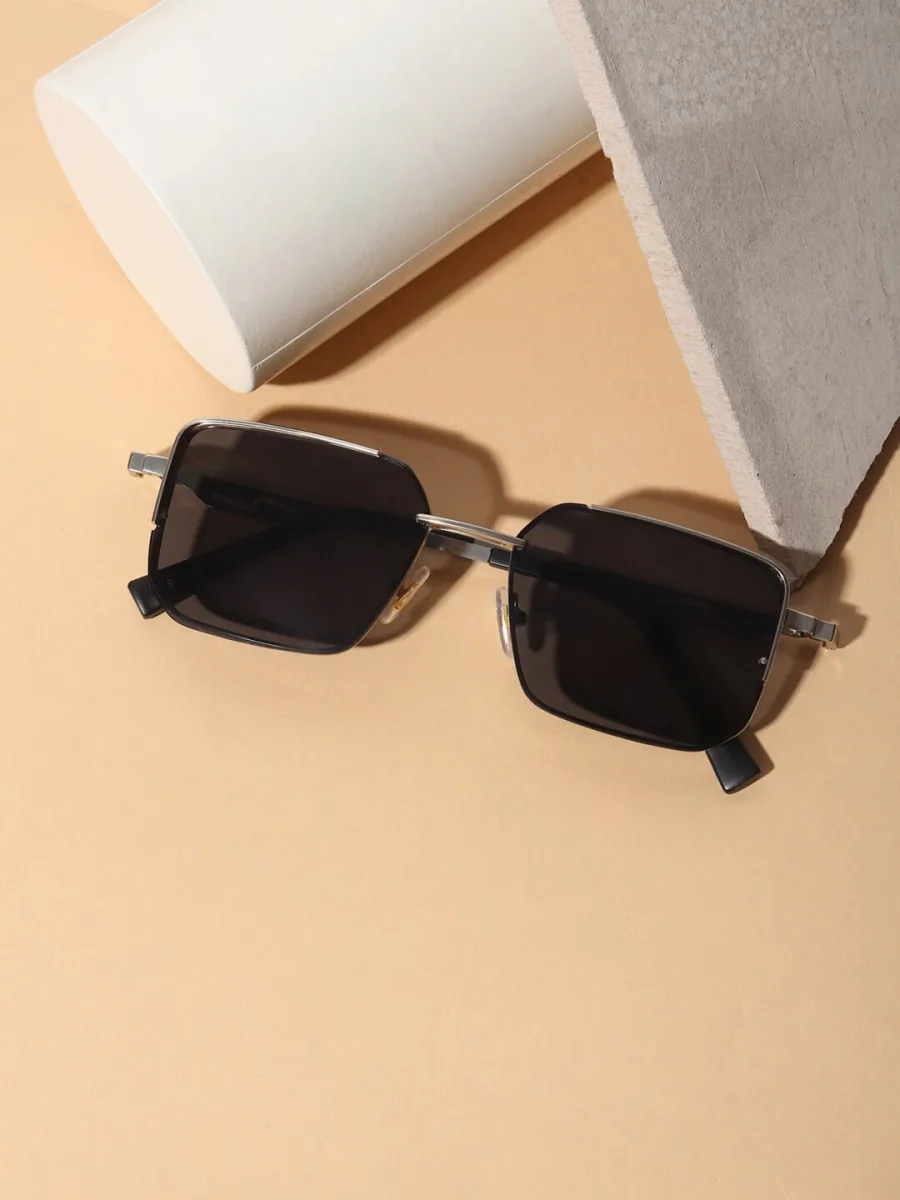 Black Silver Square Sunglasses