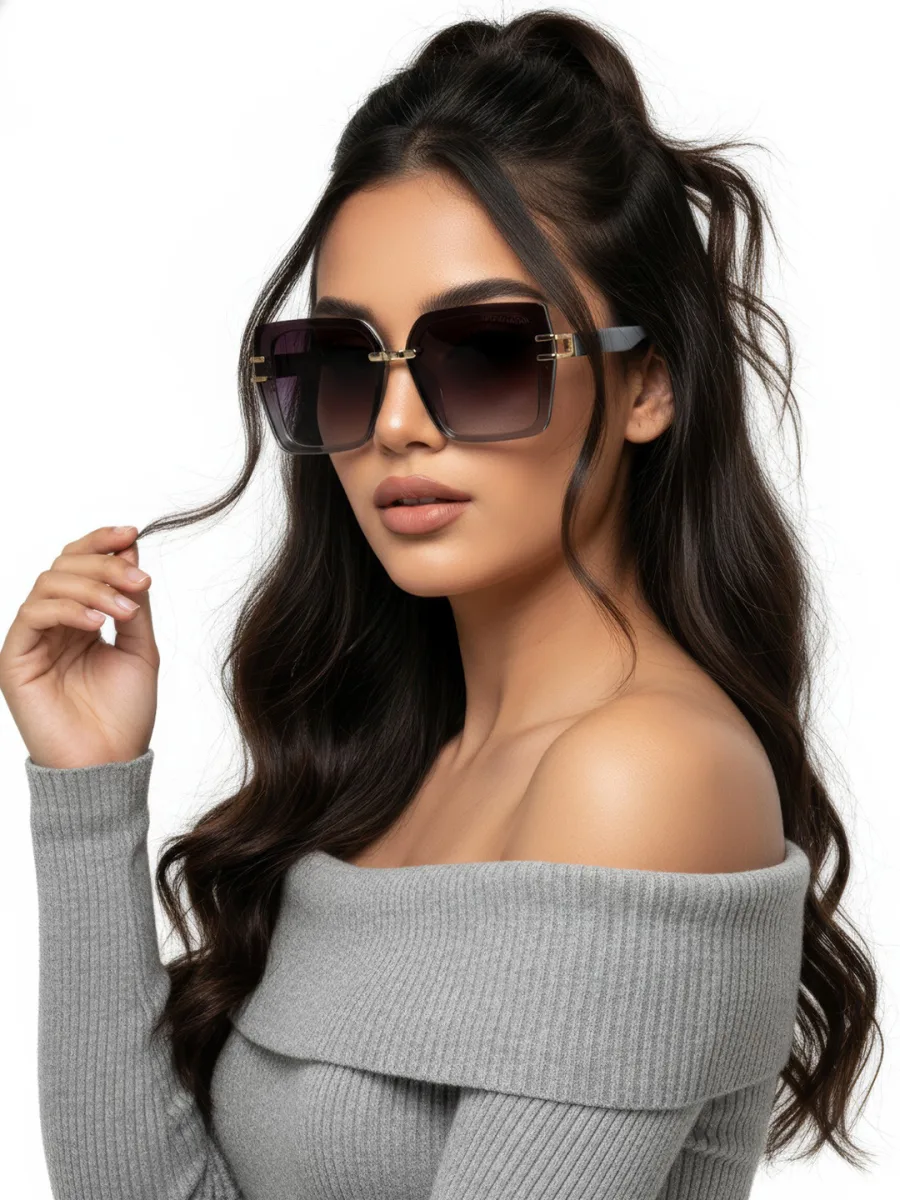 Grey Oversized Square Sunglasses