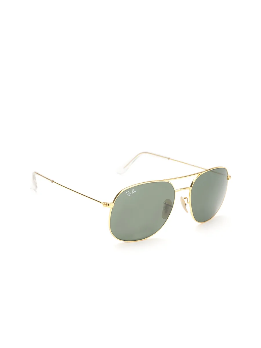 Gold Green Aviator Sunglasses
