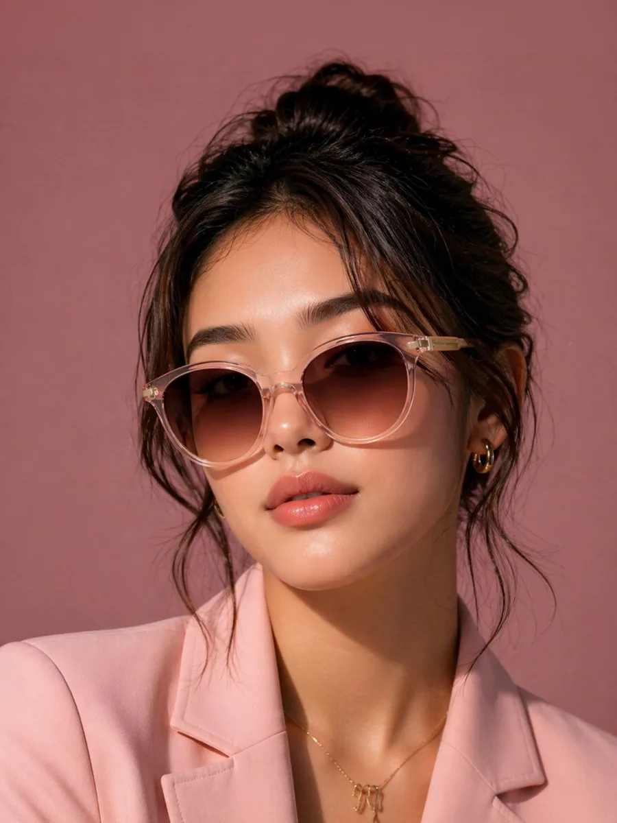 Pink Transparent Round Sunglasses