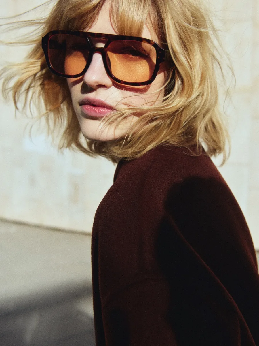 Tortoise Square Orange-Tint Sunglasses