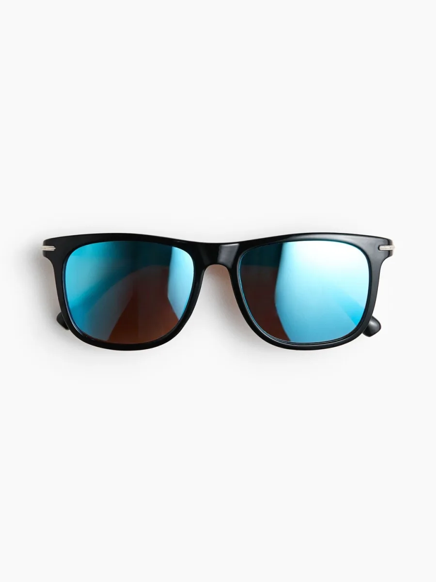 Black Blue Mirrored Wayfarer Sunglasses