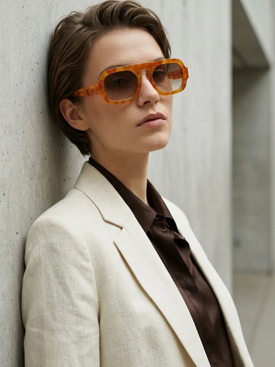 Amber Tortoise Rectangle Sunglasses