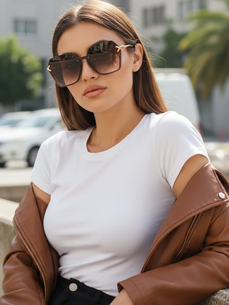 Brown Oversized Square Sunglasses