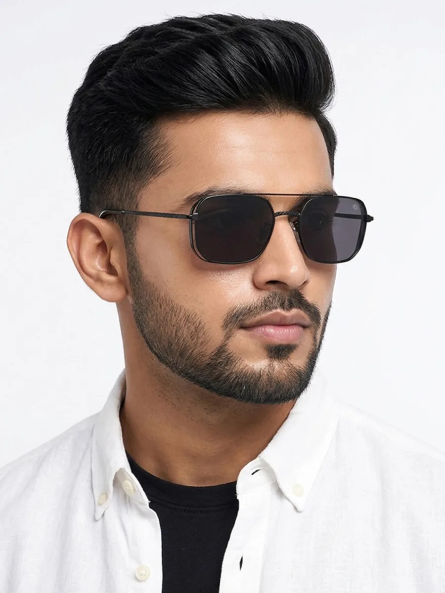 Black Square Aviator Sunglasses