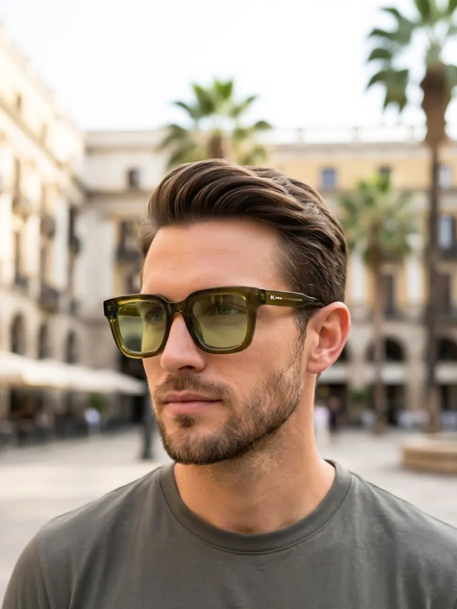Olive Green Square Sunglasses