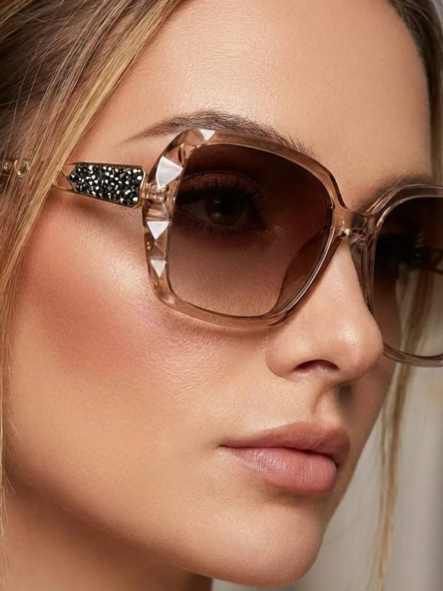 Beige Oversized Square Sunglasses