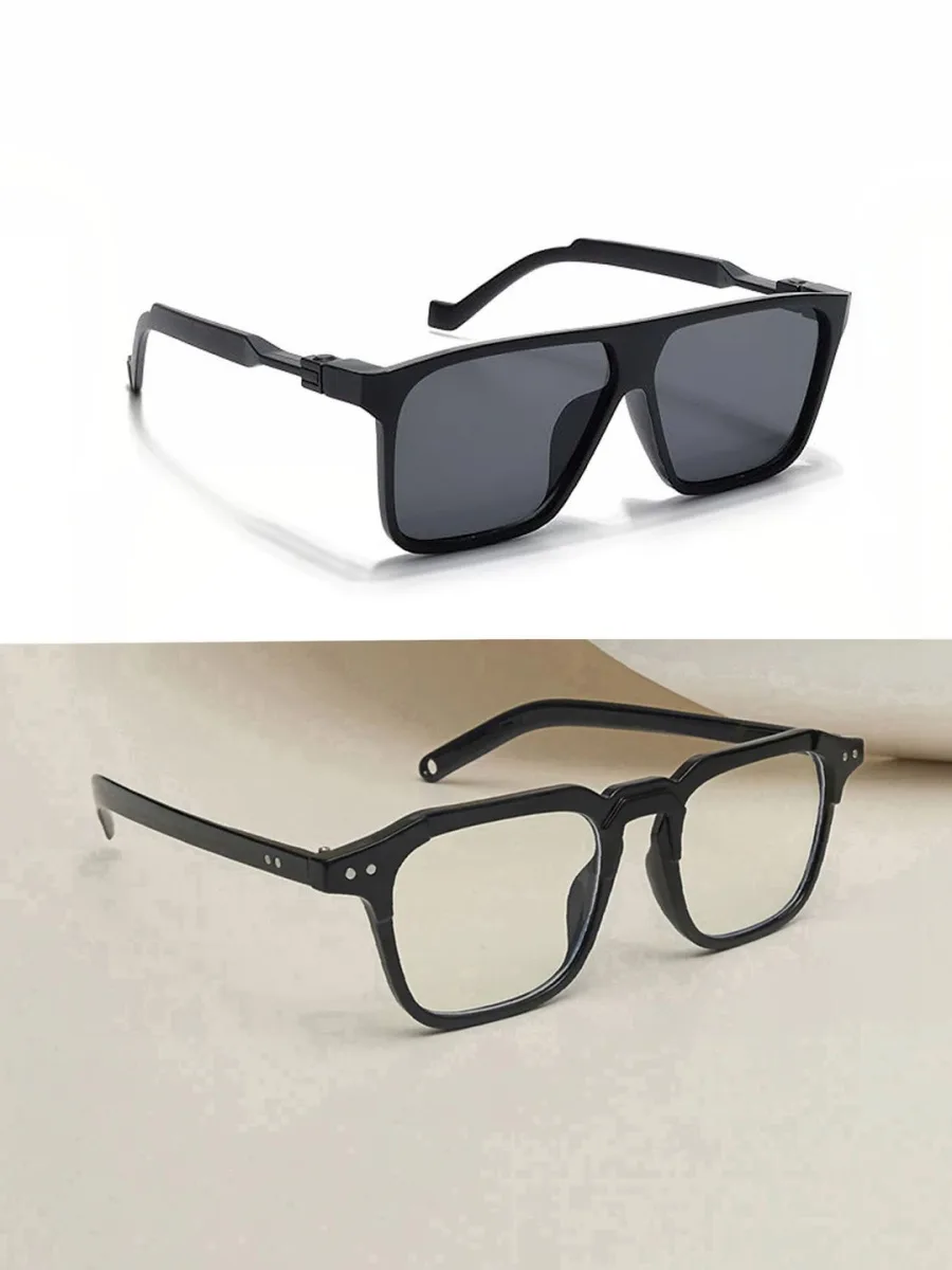 Black Flat-Top Square Sunglasses