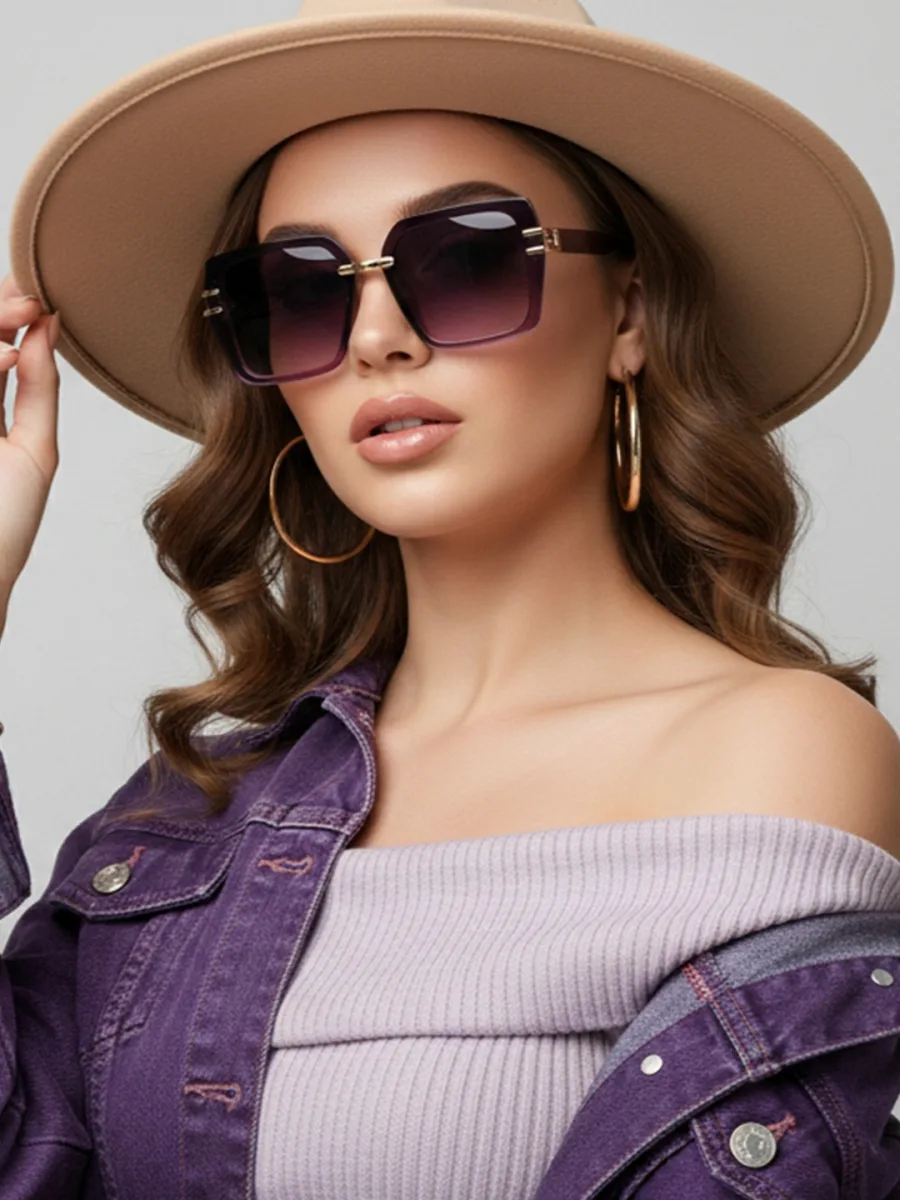 Purple Oversized Square Sunglasses