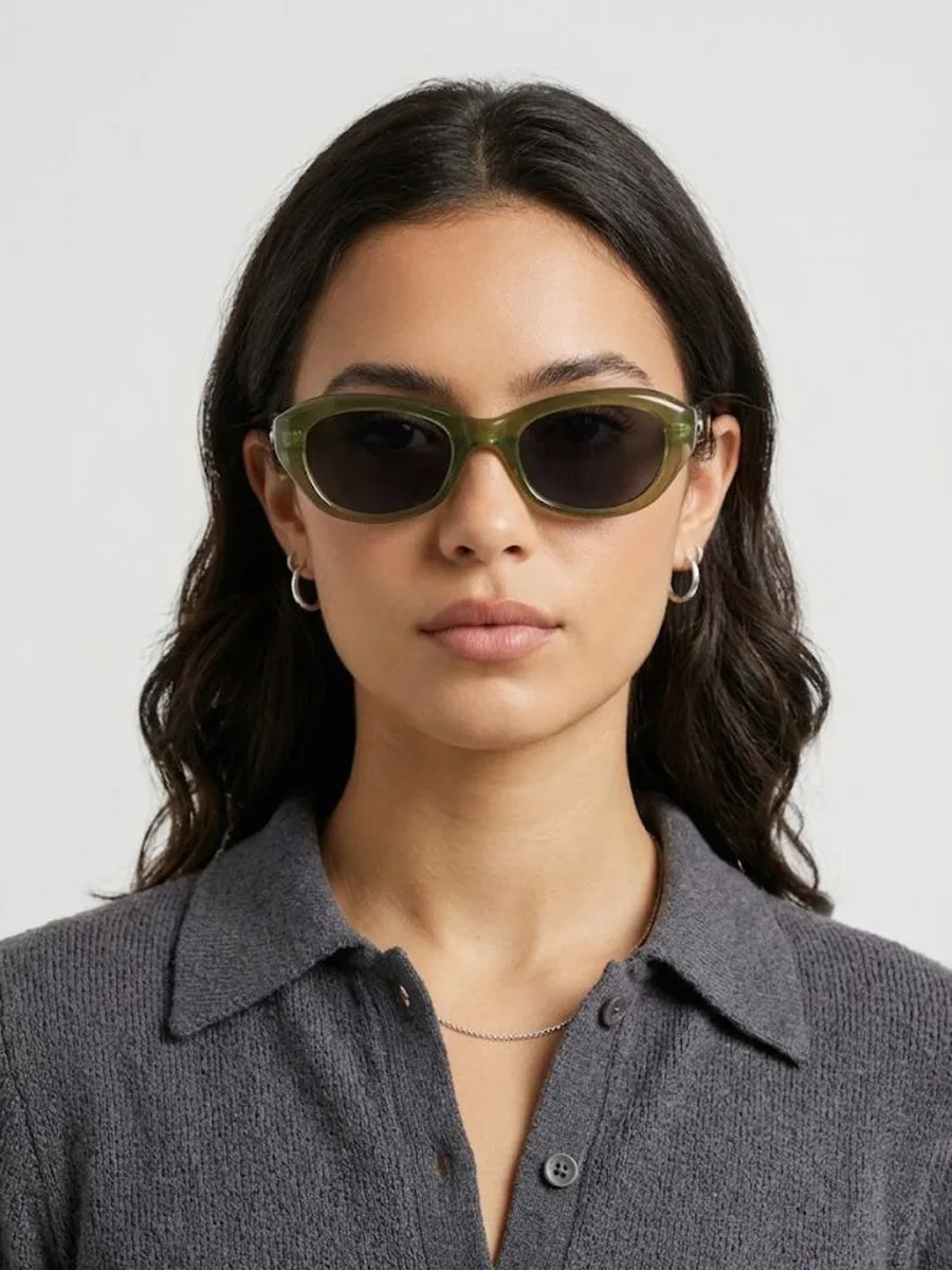 Olive Green Cat-Eye Sunglasses