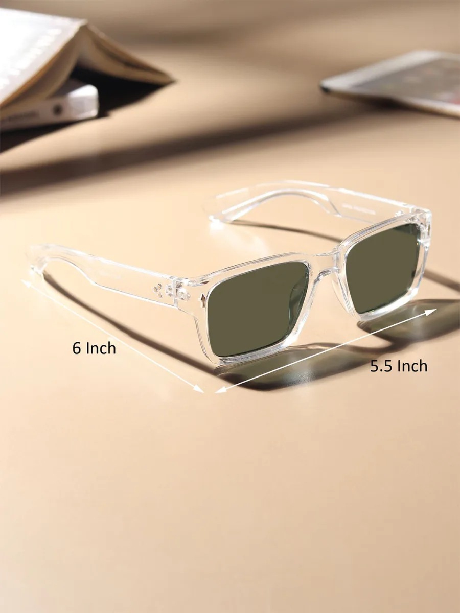 Clear Green Square Sunglasses