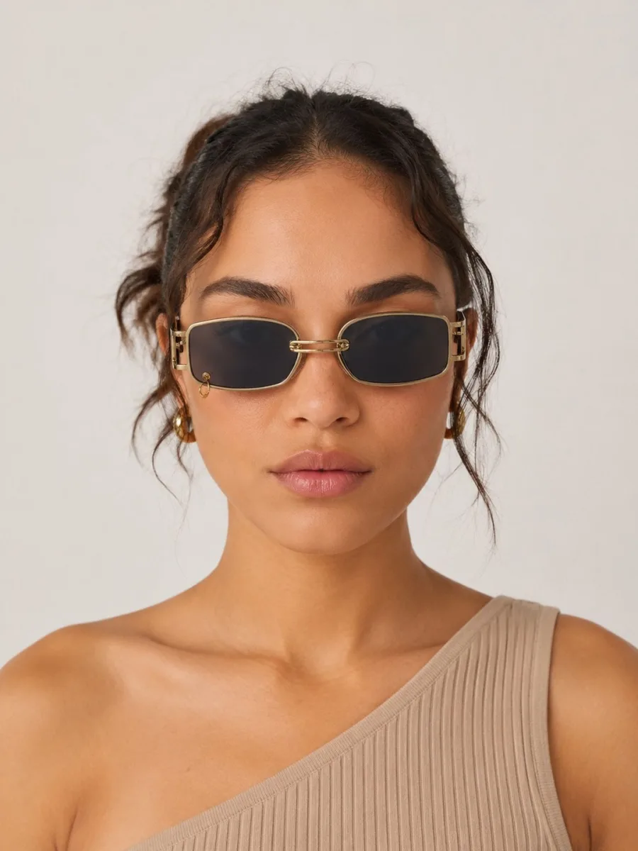 Gold Rectangle Sunglasses