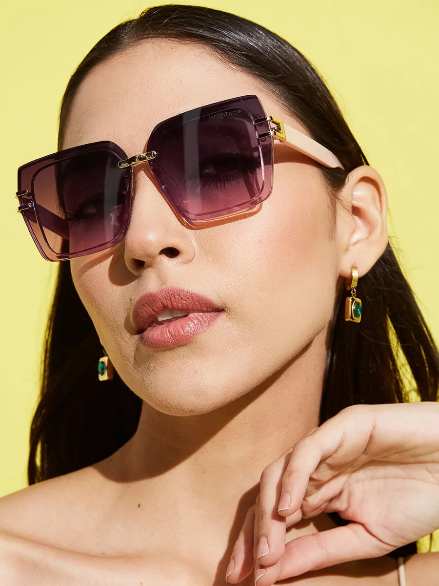 Purple Gradient Oversized Square Sunglasses