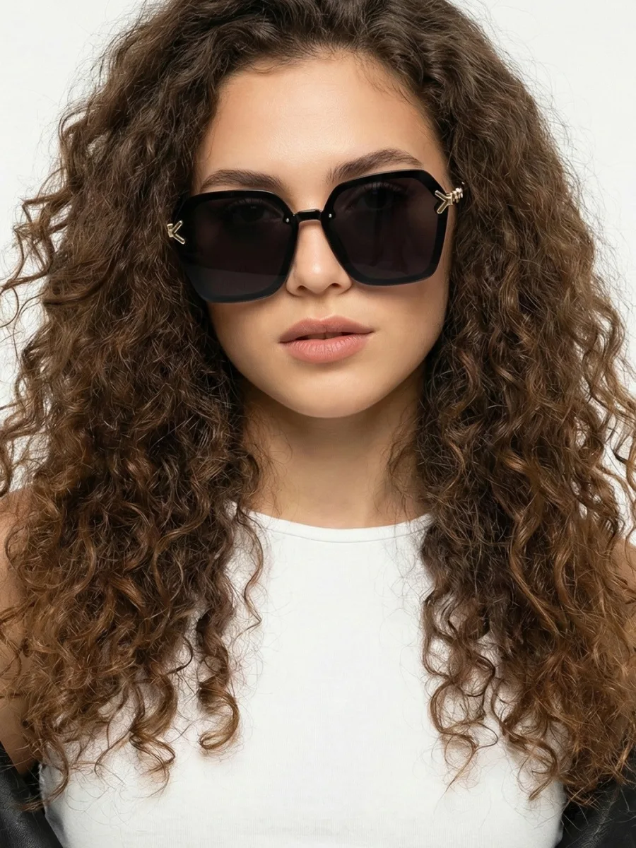 Black Oversized Hexagonal Sunglasses